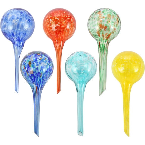 Plant Watering Globes - 6-Pack Self Watering Bulbs for Indoor and Outdoor Plants - Hand-Blown Decorative Glass Water Globes - 6" L x 2.5" D - 150ml