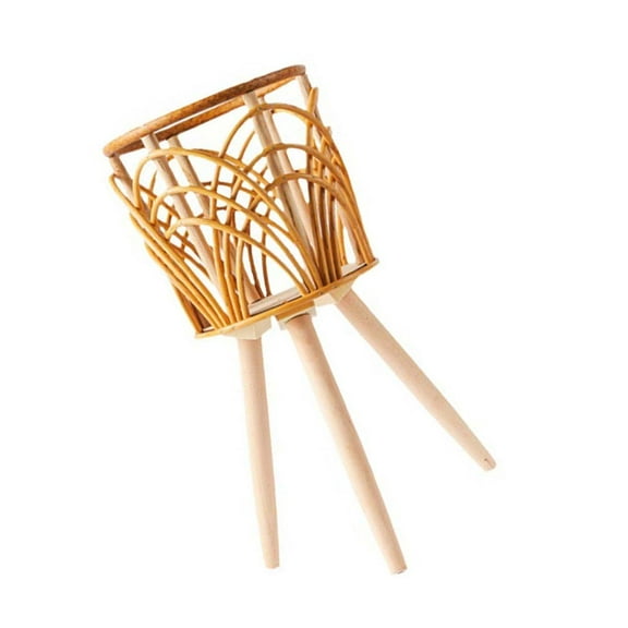 Plant Wicker Basket with Stand,Handmade Woven Wooden Indoor Wicker Basket Flower Pot Plant Support,Woven Storage Flower Plant Basket with Stand,Handwoven Craft Baskets for Organizing,10.2x9.4x22.8"