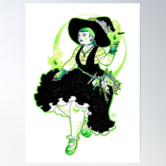 Plant Witch - Green Witch - Bruja De Las Plantas - Bruja Verde Poster Wall Art, Modern Wall Decor For Living Room Bedroom, 16x24 UNFRAMED