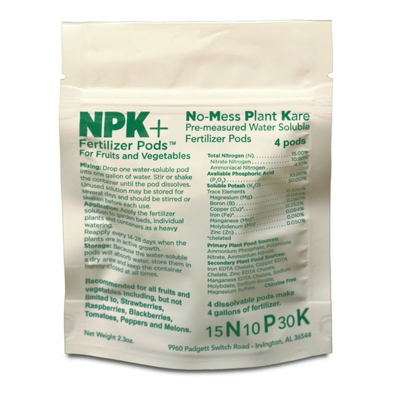 Plant With Purpose NPK+ Fertilizer Pods for Fruits and Vegetables 2.3 oz. (4-Pack)