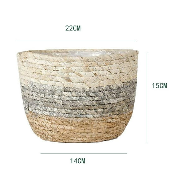 Plant Woven Basket Planter Seagrass Basket Planters Straw Flower Pots Storage Basket Plant Containers Hand Woven Basket Planter with Plastic Liners for Indoor Outdoor Plant (5.9/7.1/8.7inch)