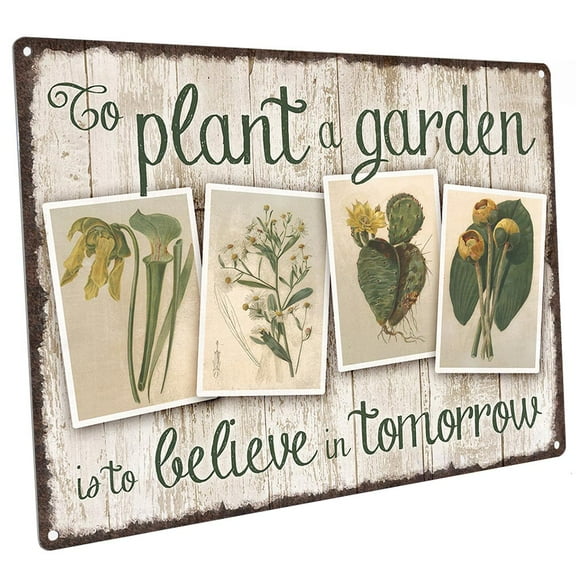 Plant a Garden 9"x12" Metal Sign, Wall Decor for Porch, Patio, or Deck