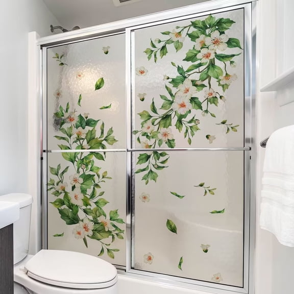 Plant flower decals, watercolor flower wall stickers, white flower wall stickers, leaf wall decals Peel and Stick Wall Art Decals, DIY Removable Girls Bedroom Baby Nursery Kids Room