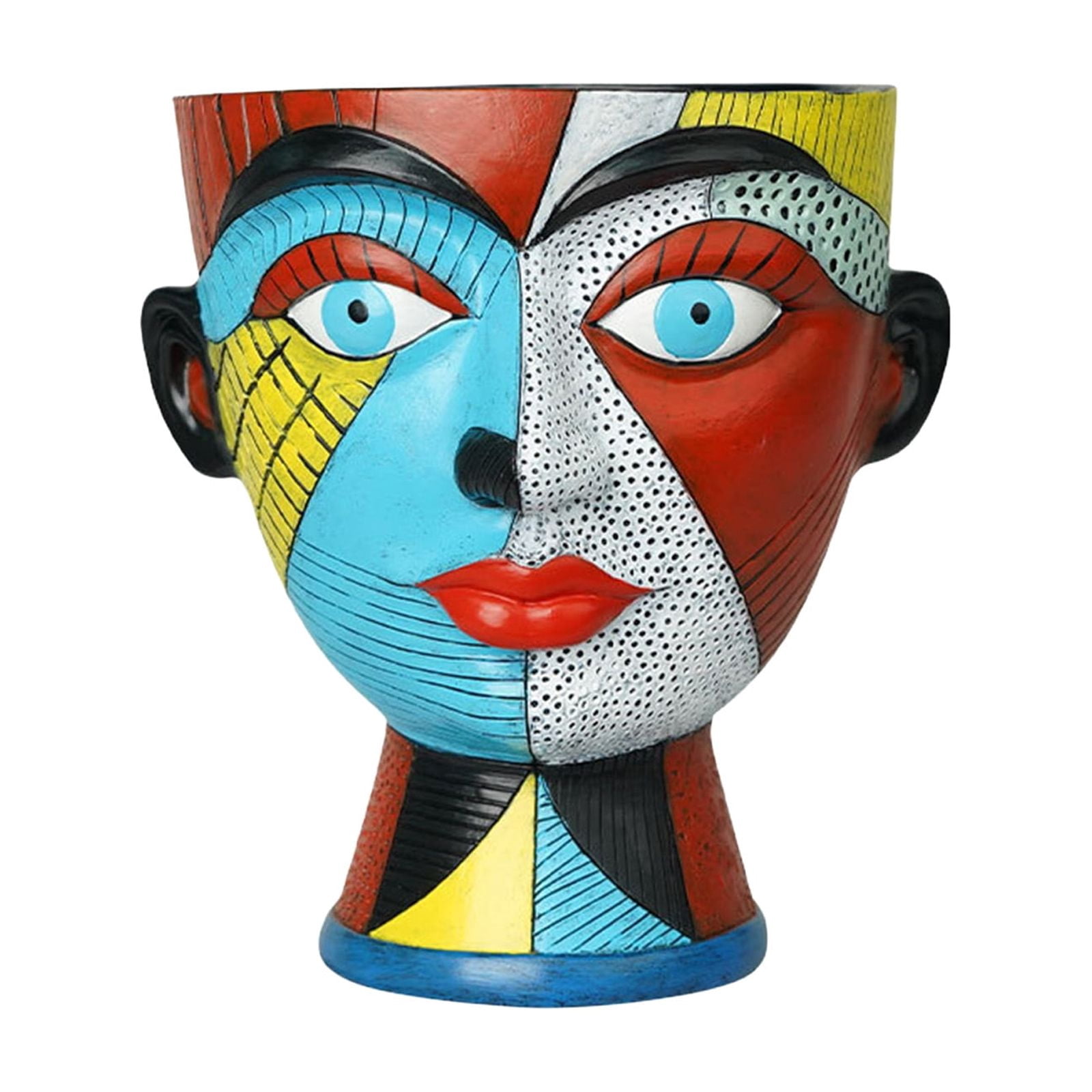 Plant pots Abstract Face Flower Pot Colorful Unique Shaped Resin Vase with Drainage Holes Handmade Decorative Planter for Modern Home Decor and Artistic Indoor Gardening for Indoor Outdoor