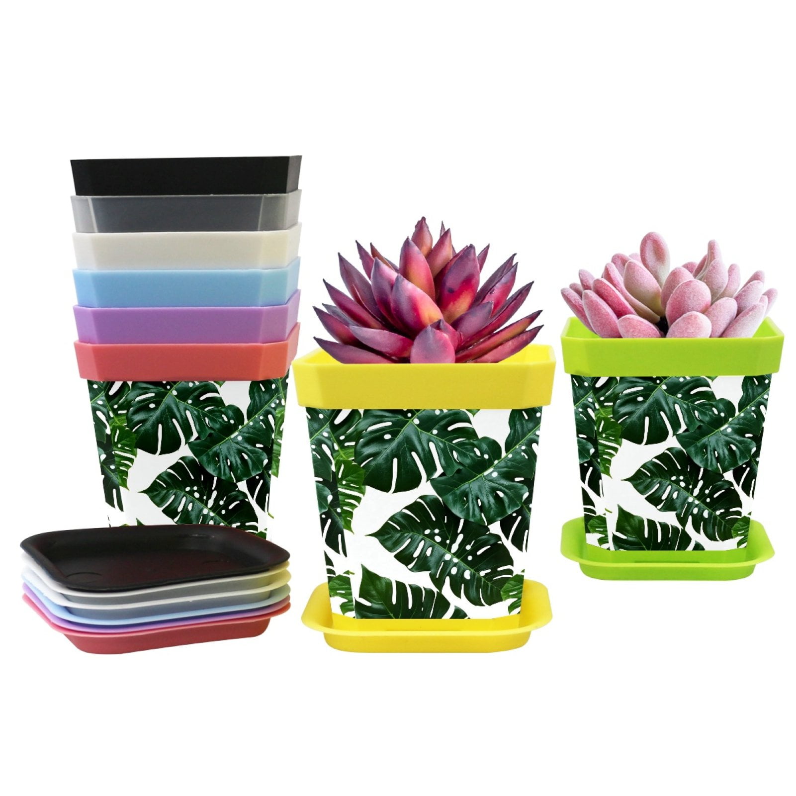 8 Pieces，Plant pots,Palm leaves,Indoor plant pots,Plastic flower pots ...