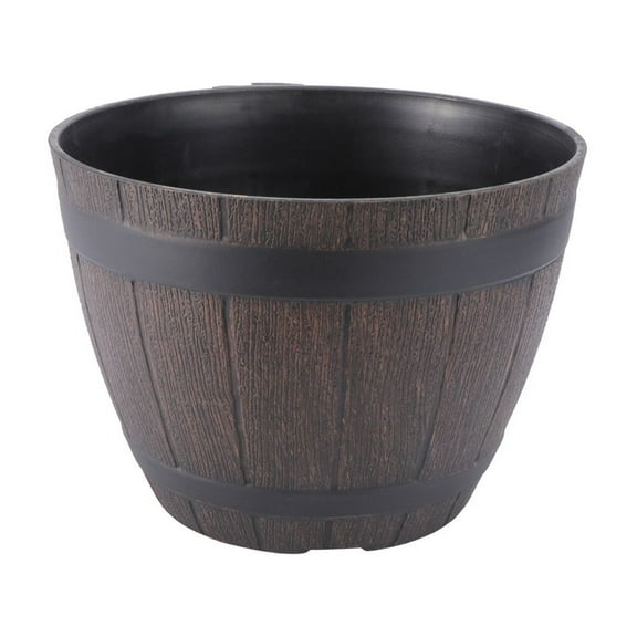 Plant pots, Resin Imitation Rattan Wooden Barrel Planter, Large Outdoor Flower Pots, Rustic Barrel Plant Pot for Garden Balcony Bonsai Wedding Event Decor Planters for Outdoor Plants