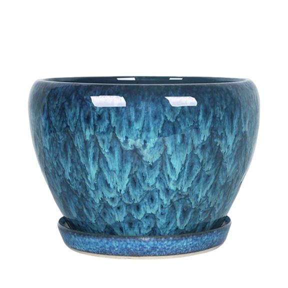 Plant pots flower pots European blue ceramic, plant pot orchid pot, round flower pot for indoor and outdoor round kindergarten China