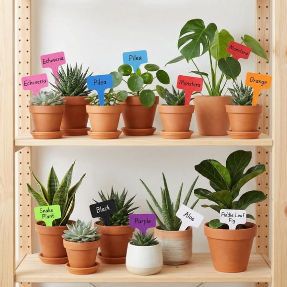 Plant tagsPlant Labels,12Pcs Multicolor Waterproof Plastic Plant Tags T-Type Nursery Garden Labels 3.9 x2.4 in,6 Colors