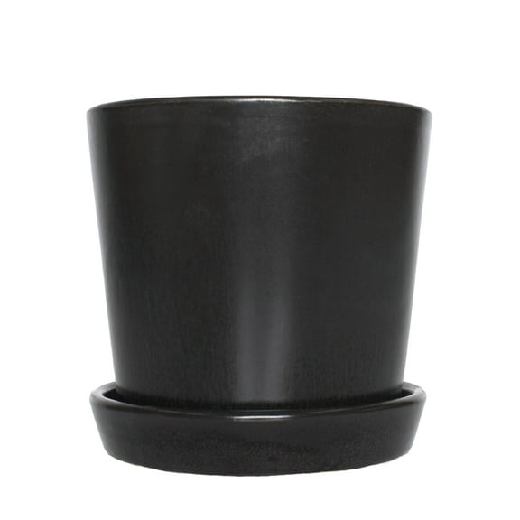 Plant with Purpose 5 in. Semi Matte Black Bryant Ceramic Container with Saucer - 1 Piece