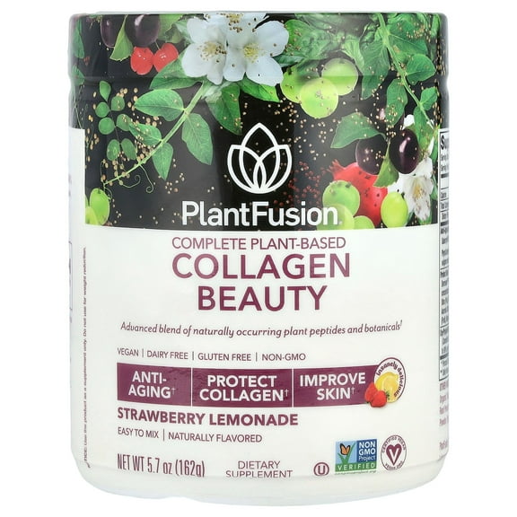 PlantFusion Complete Plant Based Collagen Beauty, Strawberry Lemonade, 5.7 oz (162 g)