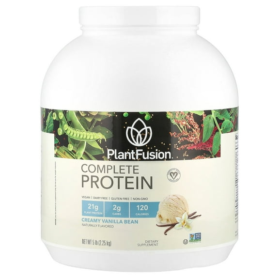 PlantFusion Complete Plant-Based Vegan Pea Protein Powder Dietary Supplement, Gluten & Allergy Free, Vanilla, 5 Pound