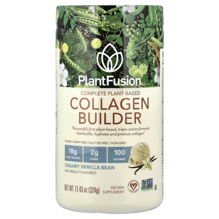 PlantFusion Complete Plant-Based Collagen Builder, Creamy Vanilla Bean, 11.43 oz (324 g)