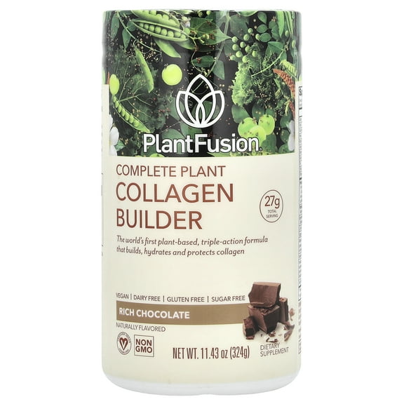 PlantFusion Complete Plant Vegan Collagen Builder Rich Chocolate 11.43 oz Powder