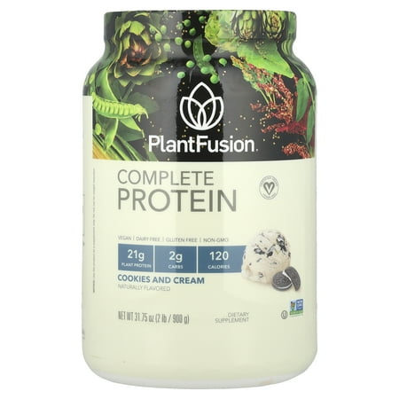 PlantFusion Complete Plant Based Protein Powder, Cookies & Cream, 2.0 Lb, 30 Servings