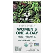 PlantFusion Womens One-A-Day Multivitamin, Organic Vegan, 30 Vegan Tablet