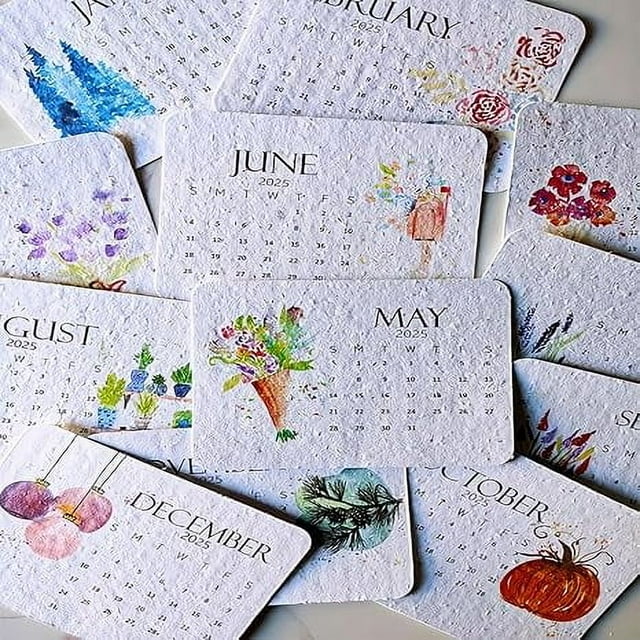 Plantable Seed Calendar 2025 From January to December, EcoFriendly