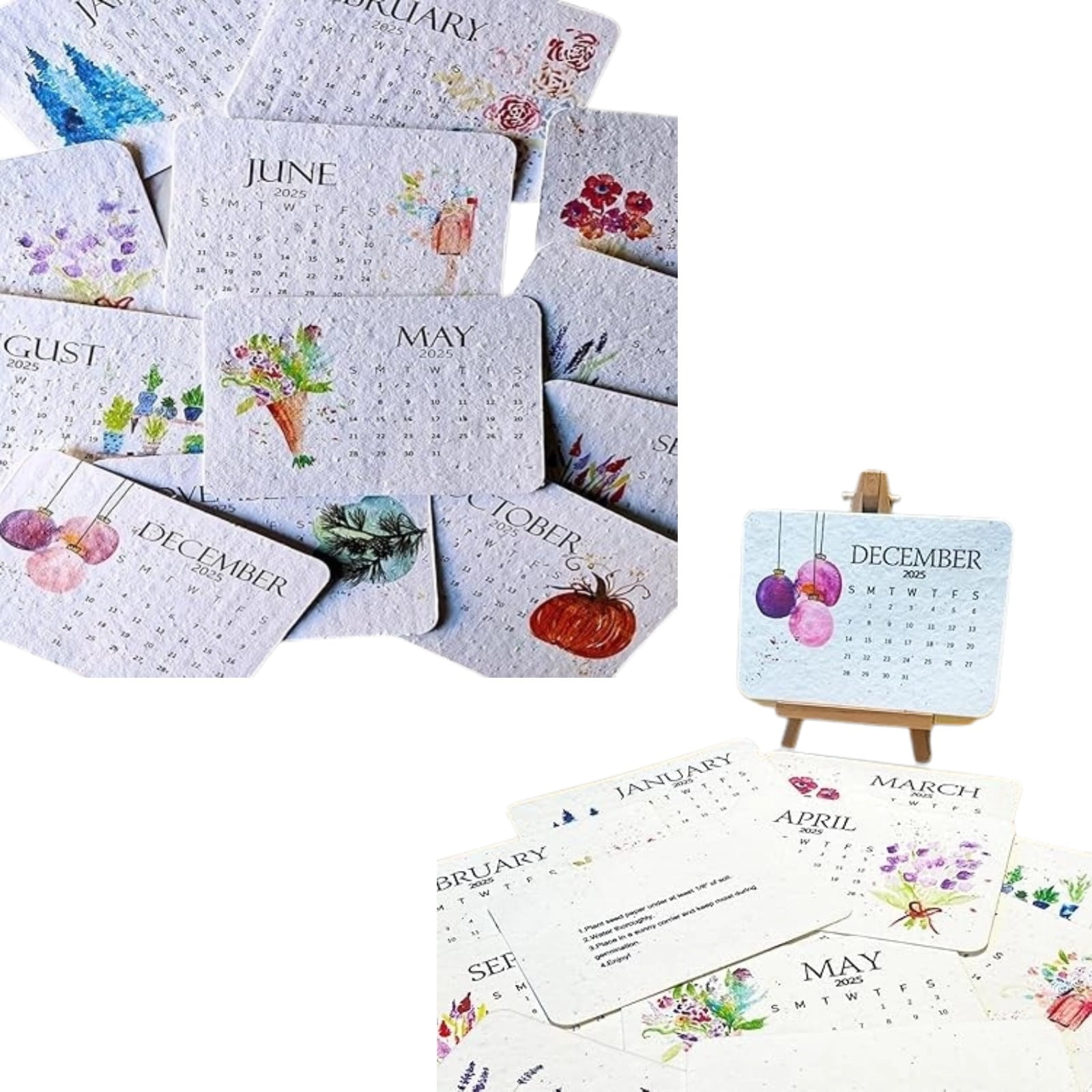 Plantable Seed Calendar 2025 Small Desk Calendars Lush Farm Seed Calendar 2025 with Wildflower