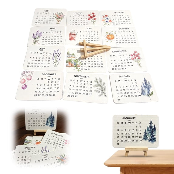 Plantable Seed Calendar 2027 – Calendar Seeds for Planting, 12 Months Wildflower Paper Desk Calendar, Biodegradable Eco Planner for Garden Lovers & Home Decor