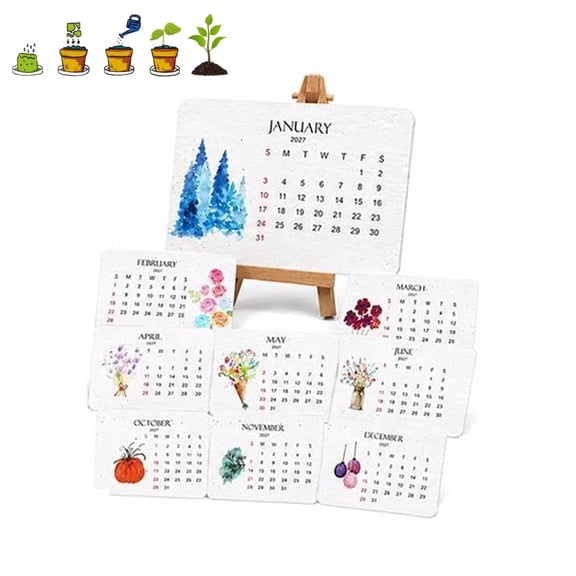Plantable Seed Calendar 2027, Eco-Friendly Plantable Seed Calendar (3pcs)
