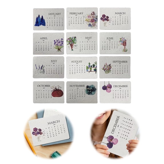 Plantable Seed Calendar 2027,Growable Seed Calendar,Monthly Seed Calendar,Wildflower Embedded Desk Calendar,Sustainable Monthly Planner Wildflower Seed Paper For Home Decor & Garden Gift