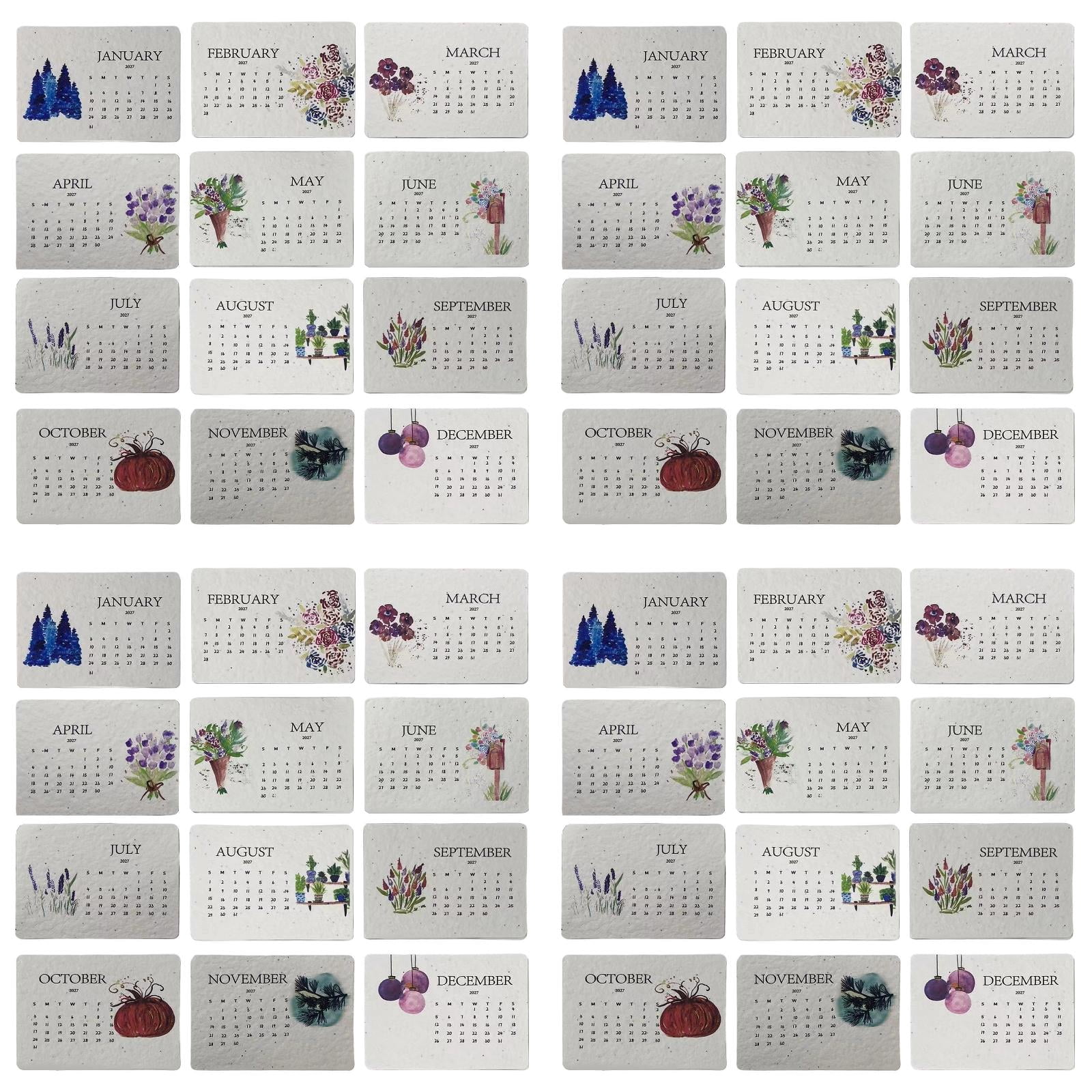 Snacking 2027 Plantable Seed Calendar 2027,Seed Paper Calendar with Stand (4 pc ...