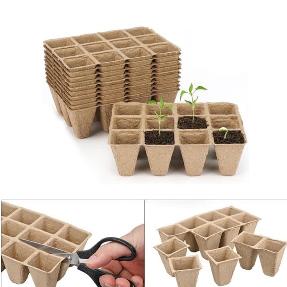 Plantable Seed Starter Trays,Yahome Portable Organic Seed Starting Trays kit,12Cells Durable Germination Kit for Garden Plant Nursery,10pcs