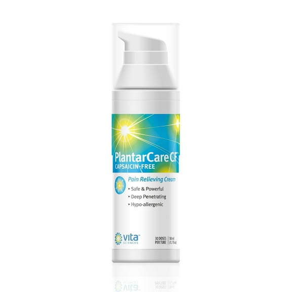 Plantar Fasciitis Foot Pain Relief Cream Fast Acting PLANTARCARE CF Inflamed Tissue Relief Across The Bottom of The Foot. | Capsaicin-Free Formula.