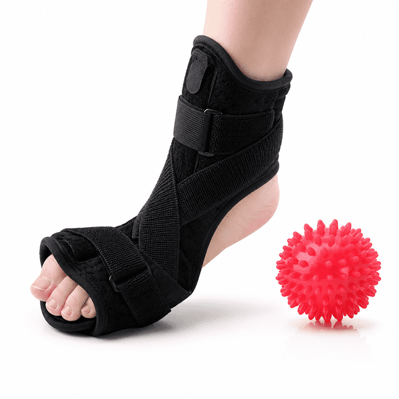 Plantar Fasciitis Foot Splint,Night Dorsal Splint Foot Support Arch Orthotic Brace with Spiky Massage Ball for Drop Foot,Achilles Tendinitis,Heel Spurs,Heel