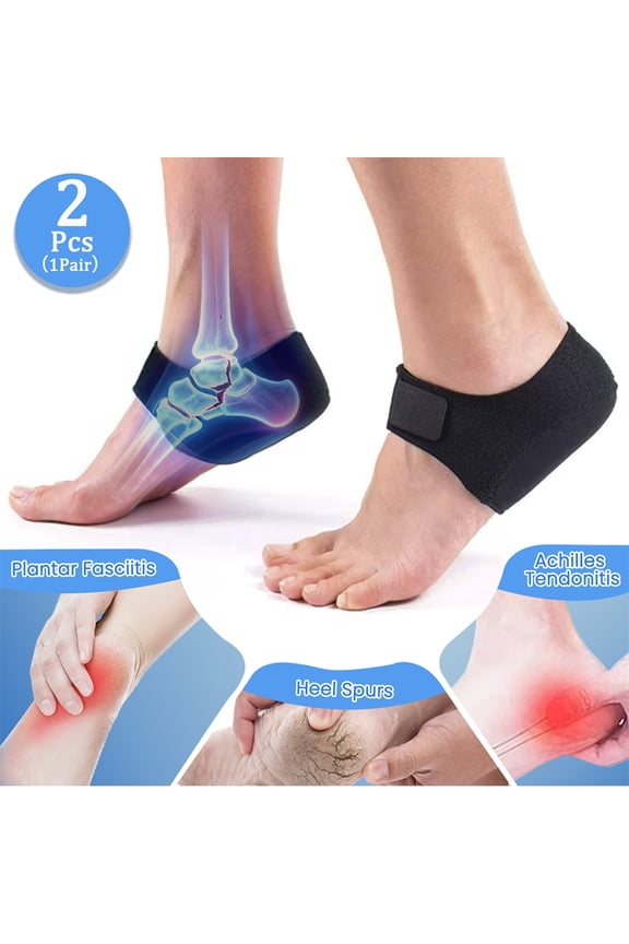 Plantar Fasciitis Heel Cups for Pain Relief - [Updated Design] Gel Heel Protectors & Cushioning Sleeves for Men & Women - Supports Heel Spurs, Cracked Heels, Arch Pain (Black, W 4.5-7.5 M 4-6.5)
