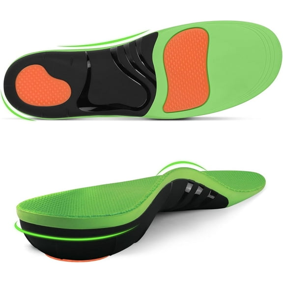 Plantar Fasciitis Insoles, 220+ lbs High Arch Support Inserts for Men Women, Heavy Duty Flat Feet Pain Relief Orthotic Running Athletic Work Boot Insoles for Standing All Day-M