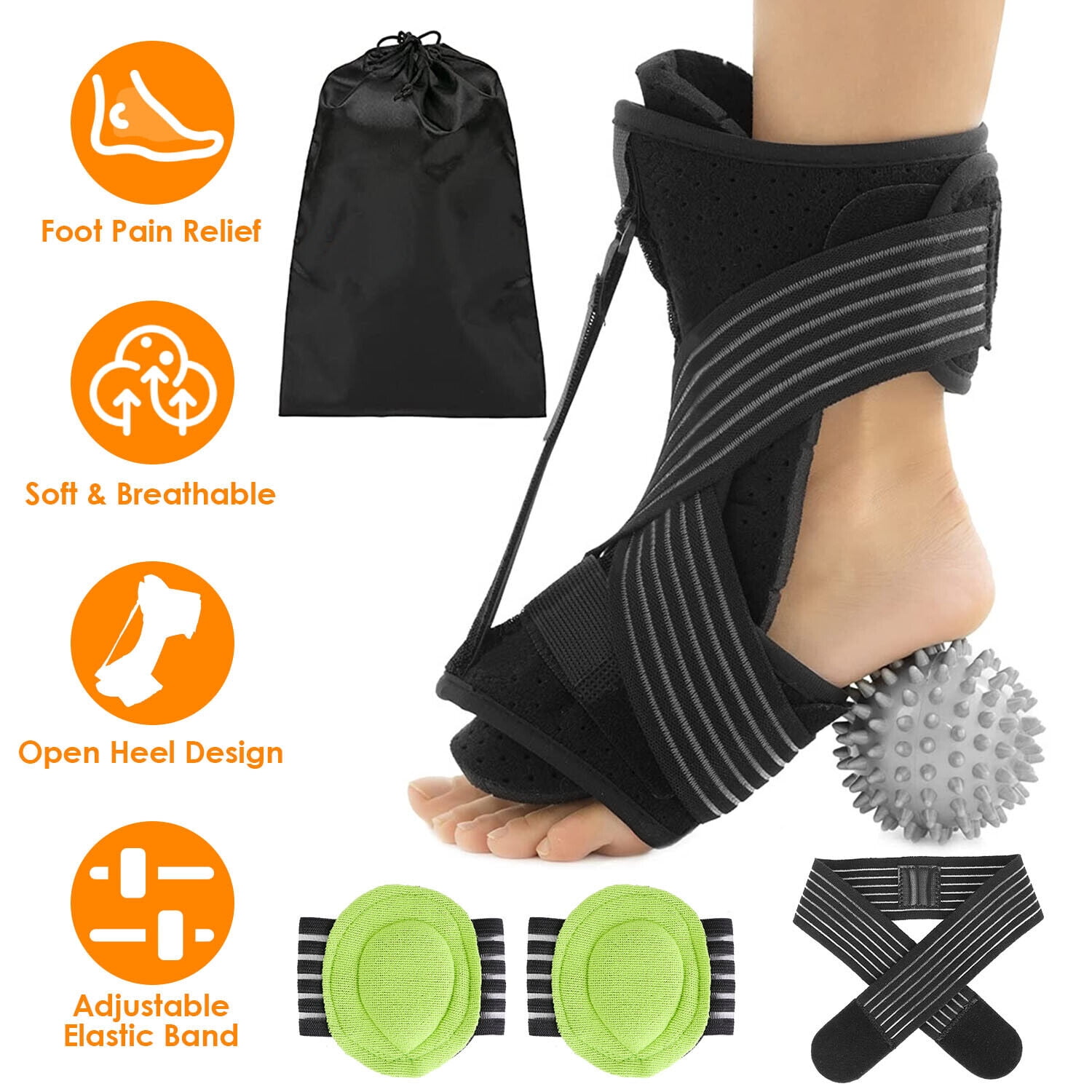 Plantar Fasciitis Night Splint Adjustable Foot Drop Ankle Brace Toe
