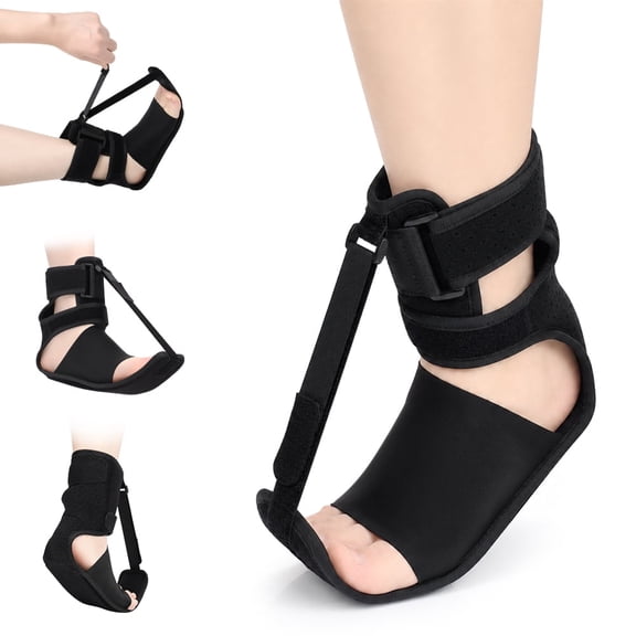Plantar Fasciitis Night Splint for Men Women, Drop Foot Brace with Adjustable Ankle Brace, Foot Drop Orthotic Brace with Cushion Arch Support, Dorsal Night Splint for Sleeping, Black