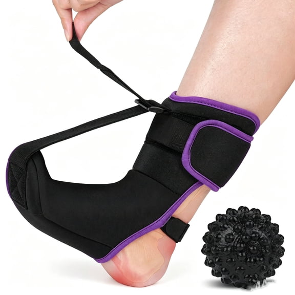 Plantar Fasciitis Night Splint Sock with Massage Ball for Tension Relief,Upgraded Planters Facetious Relief, Achilles Tendonitis Relief, Foot Drop,plantar fasciitis night splints for Foot Pain,Pueple
