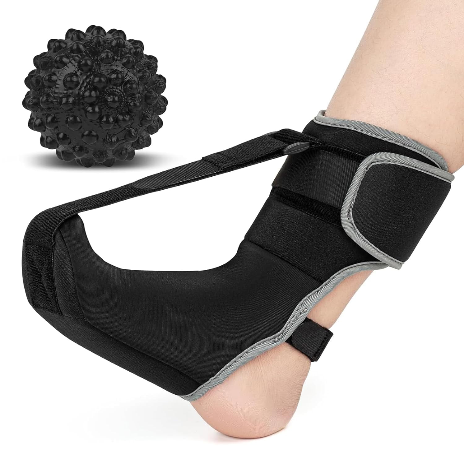 Plantar Fasciitis Night Splint Sock: Unisex Plantar Fasciitis Brace with Massage Ball for Foot Pain Relief by Plantar Fasciitis Achilles Tendonnitis Foot Drop Heel Spur Flat Arch - Medium
