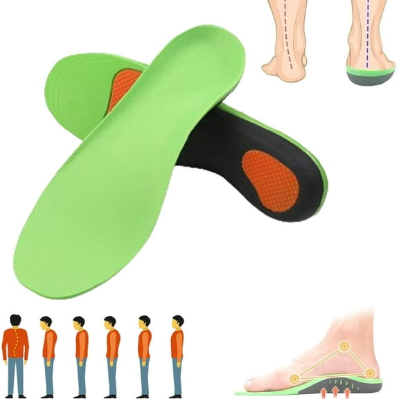 Plantar Fasciitis Pain Relief Orthotics, Massage Insole for Foot & Joint Support, Sports Shock Absorption for Walking, Running, Hiking, Acupoint (Green, 7-8 Size)