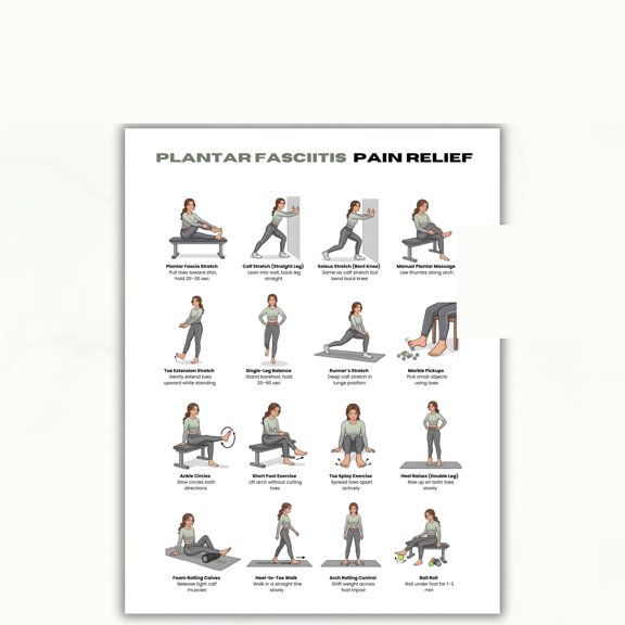 Plantar Fasciitis Practice Poster, Foot And Heel Stretching Routine, Exercise Schedule, Exercise Plan Poster, Diet Plan Poster