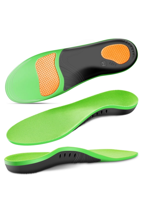 Plantar Fasciitis Relief Insoles (220+lbs) Arch Support Insoles for Flat Feet, Work Boot Insoles, Memory Foam Arch Support Inserts for Men & Women, Gel Orthotic Insoles for Standing All Day
