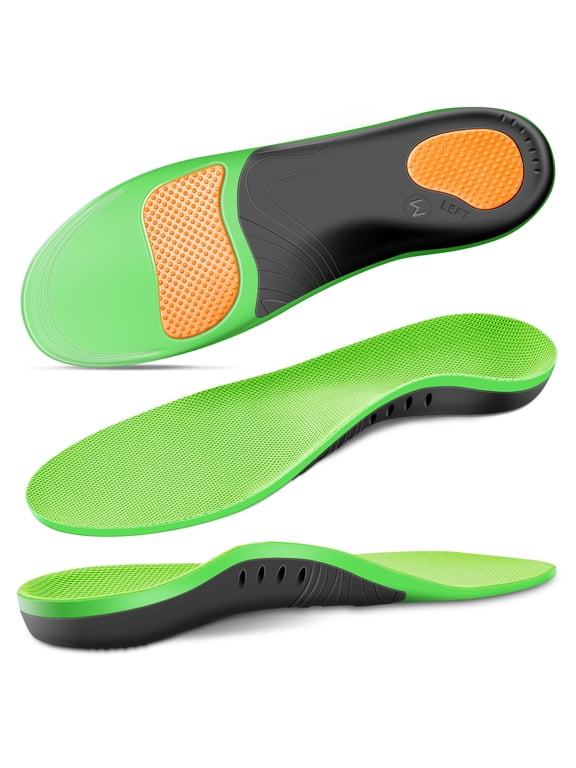 Plantar Fasciitis Relief Insoles (220+lbs) Arch Support Insoles for Flat Feet, Work Boot Insoles, Memory Foam Arch Support Inserts for Men & Women, Gel Orthotic Insoles for Standing All Day