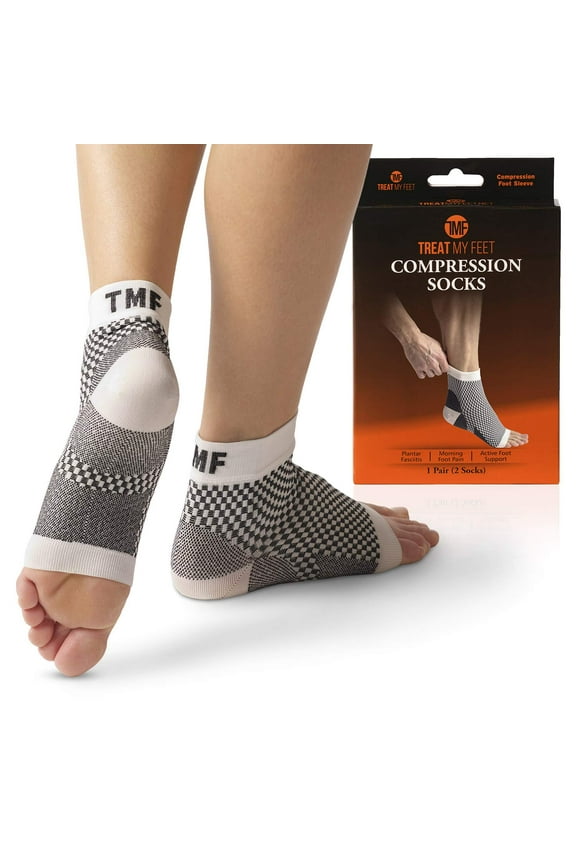 Plantar Fasciitis Sock & Compression Foot Sleeve: FDA-Registered, for Ankle, Arches - Edema Socks by Treat My Feet - Large