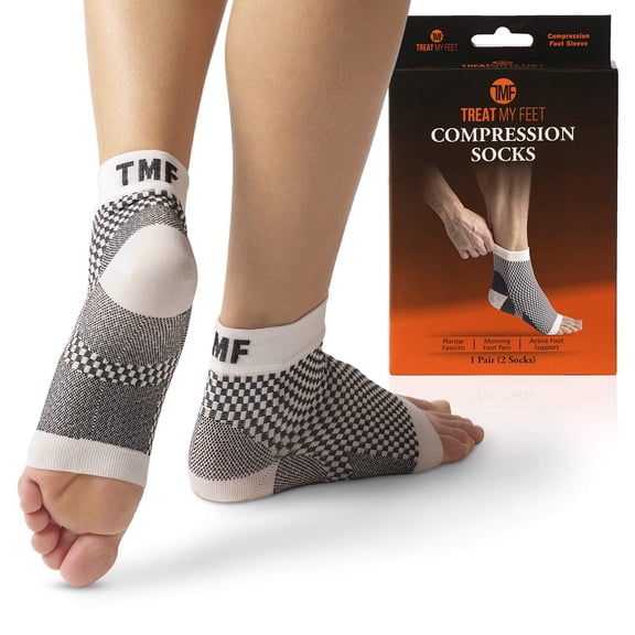 Plantar Fasciitis Support & Ankle Compression Socks For Feet: FDA-Registered Stocking For Heel, Arch Support - Edema Relief Orthopedic Socks For Men & Women Great Fit Guaranteed By Treat My Feet - XL