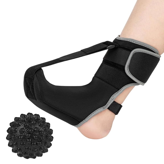 Plantar Night Splint With Massages For Heel Spurs Relief Adjustable Foot Brace Black