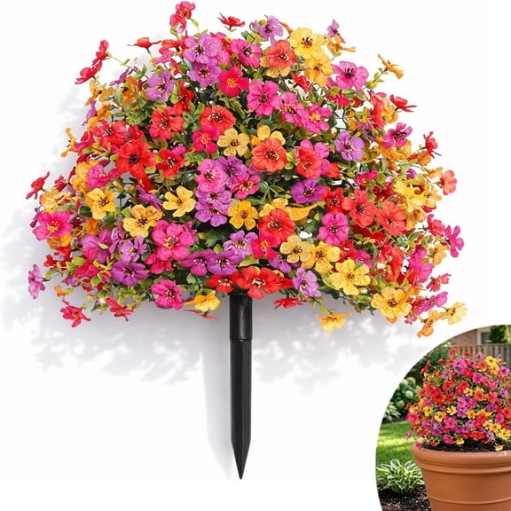 Plantas Artificiales Para Exterior con Estacas,Flores Falsas UV Resistentes de 20 Pulgadas,Decoración para Jardín,Patio o Maceteros