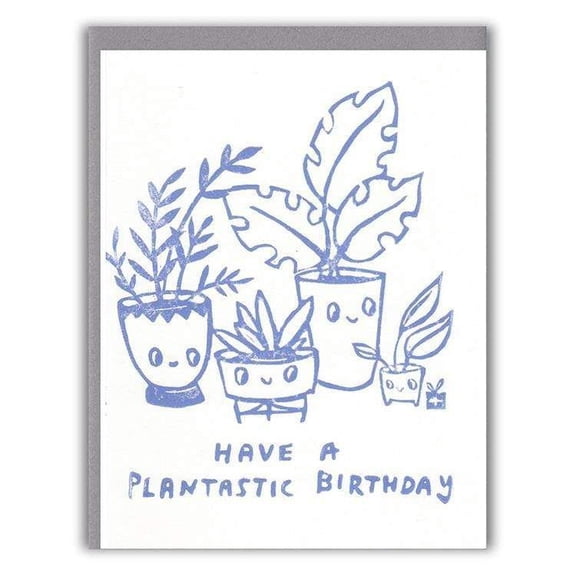 Plantastic Birthday Card Adorable Potted Plants Illustration Blank Inside with Envelope Perfect for Plant Lovers Birthdays