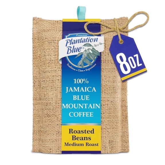 Plantation Blue 100% Jamaican Blue Mountain Coffee Beans - Fresh Medium Roasted Whole Beans Coffee 8 oz