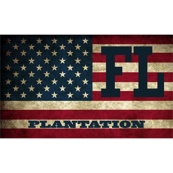 Plantation FL Florida Broward County Vintage US Flag Decal Bumper Sticker 3M Vinyl 3" x 5"