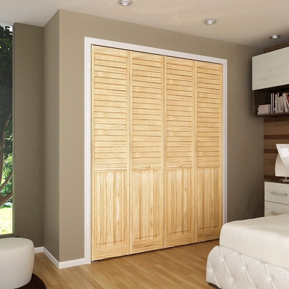 Kimberly Bay Plantation Louver-Panel Solid Core Unfinished Wood Bi-fold Door