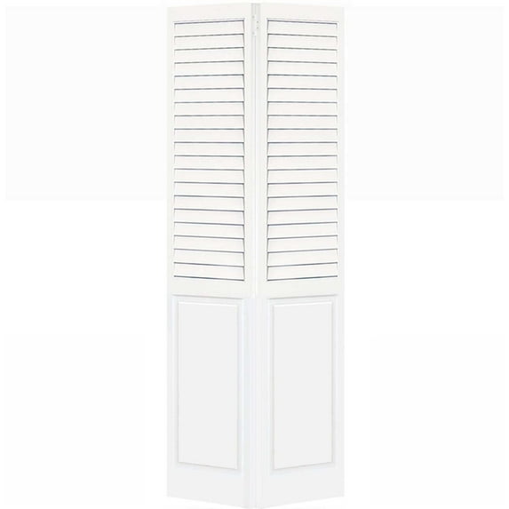 Plantation Louver Panel Solid Core White Wood Bi-fold Door