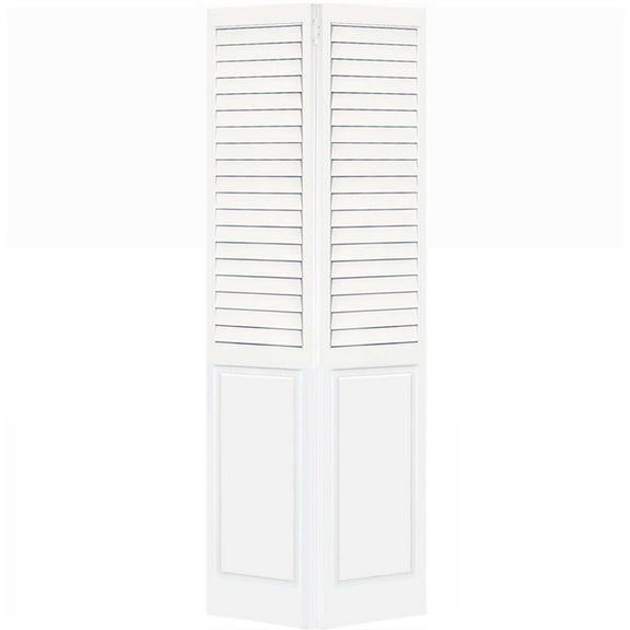 Plantation Louver Panel Solid Core White Wood Bi-fold Door