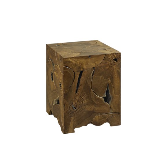 Plantation Teak Root Tall End Table, Natural, 15.75" Round x 19.69" High, Unique Organic Wood Decor