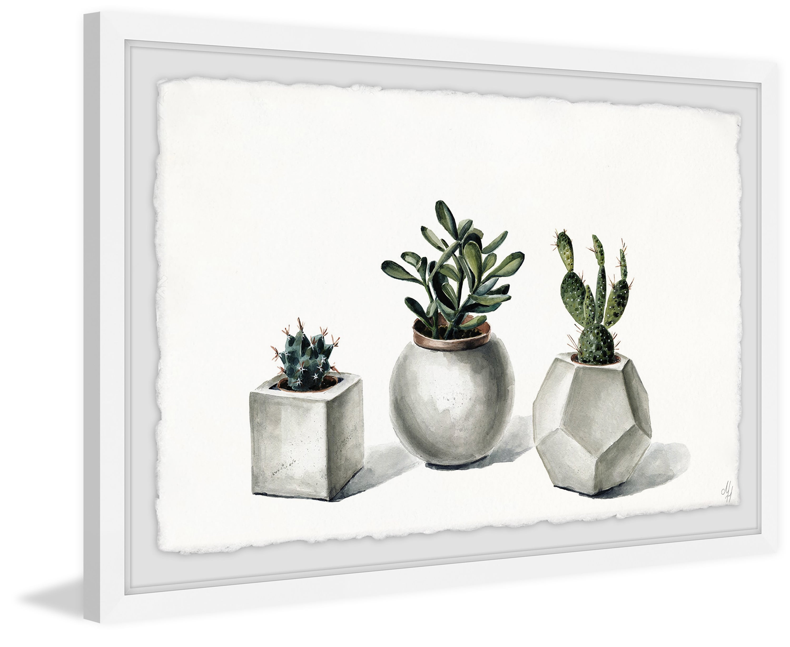 Planted Cacti Framed Painting Art Print, 24.00" x 1.50"